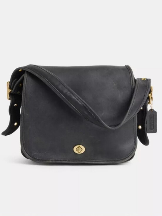 Coach Handbags - Vintage COACH Stunning Slate Gray Leather Stewardess Messanger Bag Purse Brass
